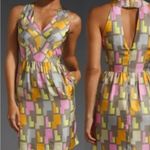 Milly Italian Silk Dress Women 8 Geo Print Boho Feminity Retro Resort Party Y2K Photo 9