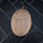 Vintage Pendant Very Large Statement Green & Antique Gold Tone Oval Photo 5