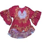 Free People Sunset Dreams printed flare sleeve blouse sz Small red Photo 5