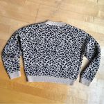 Divided Cropped Leopard Print Sweater, Tan, Black, Size S Photo 2