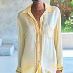 ZARA  EMBROIDERED SATIN EFFECT BLOUSE BUTTON DOWN SHIRT TOP YELLOW SIZE M NEW Photo 2