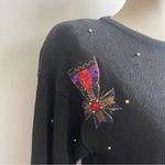Vintage 1990s Celina Yang Black Sweater w Sequin Epaulets SP Petite Small Pearls Size undefined Photo 5