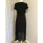 Talula  Moxon Black Asymmetric Short Sleeve Chiffon Rayon Maxi Dress 8 Photo 6