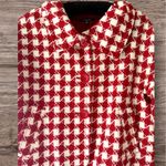Rafaella Vintage  Red & White Houndstooth Blazer, Size M Photo 2