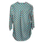 Escapada  Top Womens Teal Blue Orange Print 3/4 Sleeve Boho Resort‎ Size Small Photo 2