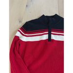 Y2K Preppy Mock Neck Sweater Red/White Black Streetwear Twee Coastal Stripe SZ L Red Size L Photo 4