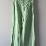 Young Fabulous and Broke Linen Blend Green Women's Pants Wide Leg zipper button L Photo 0