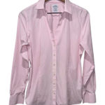 Brooks Brothers  Women 10 Button Up Shirt Pink Stripe Long Sleeve Fitted Stretch Photo 0
