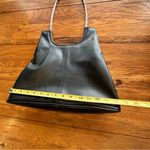 Black Vegan Leather Hobo Bag Metal Shoulder Handles Photo 3
