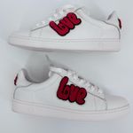 White and Red Love Embroidered Women's Sneakers Size 10 Photo 3
