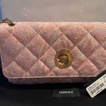Versace Chain Shoulder Bag Medusa Barocco Jacquard Pink - NWT Photo 3