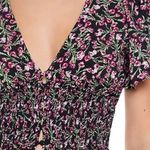 Forever 21  Black V Neck Floral Blouse Mid Cropped  Photo 1