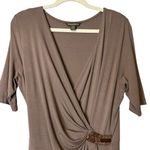 Tommy Bahama  Brown Faux Wrap Midi Dress Plunge Neckline Viscose Spandex Large‎ Photo 1