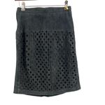 Melanzana Skirt Black Suede Laser Cut Design Soft Leather USA Made Size 6 Photo 1
