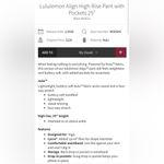 Lululemon NWT Align High Rise Pants Pockets 25” Leggings Blue Willow Size 14 Photo 5