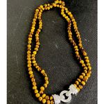 Judith Ripka QVC  Sterling Silver 925 Tiger's Eye Beaded 2 Strand Necklace 18" Photo 2