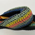 Farm Rio Black Banana Puffy Fluffy Crochet Flip Flop Womens Size 5 Super Cushy Photo 6