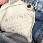 Moussy Denim Mid Rise Distressed Busted Knee Raw Ankle Hem Skinny Jeans 25 Blue Photo 2