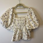 NWT Hyacinth House Floral Puff Sleeve Baby Doll Top White Size M Photo 5