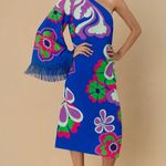 Borgo de Nor Aubrey One Shoulder Crepe Fringe Dress NWT Size 2 US (6 UK) Blue Photo 15