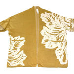 EUC Marla Wynne Women's Mustard Yellow Floral Print Open Front Cardigan Large Photo 0