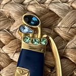 LIA Gold and Blue Enamel Golf Bag Brooch with Rhinestones Photo 1