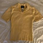 Sag Harbor SAG HARBOUR PETITE Yellow Knit Collar Short Sleeve Shirt  Photo 0