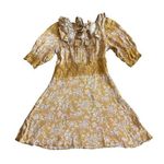 Free People Lucie Mini Dress Golden Coin Combo Floral Print Lace Size 8 Women's Photo 0