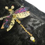 Nine West  Bonnelyn Black Crushed Velvet Dragonfly Slip On Flat Mules Shoes Sz 7 Photo 2