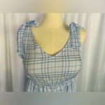 August Sky Blue Plaid Sleeveless Dress (654) Size M Photo 5