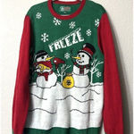 Ugly Christmas Sweater  Womens L Snowman Freeze Red Green Long Sleeve Funny Photo 0
