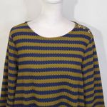Isaac Mizrahi Navy and Green Stripe Top Size XS Striped Preppy Knit Top Photo 1