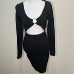 Pretty Little Thing black ribbed knitted long sleeve Cut-Out Dress size M Photo 2