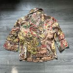 Lafayette 148 Petite Ruffle Sleeve Brown Gold Pink Floral Blazer Size 8P Career Photo 8