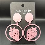 Pink Strawberry Handmade Earrings Photo 1