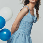 Maeve  Smocked Rosette Drop-Waist Mini Dress-NWT Photo 0