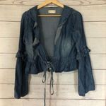 Altar'd State Neenah Preppy Boho Chambray Ruffle Wrap Bell Long Sleeve S Photo 3