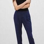Babaton Aritzia Navy Blue Cohen Cropped Pleated Dress Trousers Pants Size 2 Photo 0