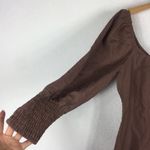 ASOS NWT  Design Brown Linen Puff Sleeve Ruched Front Mini Dress Size 8 Photo 9