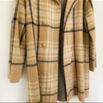 Anne Klein Tan Plaid Coat Soft Trench Open Drape Cardigan Beige Camel Black Neutral Photo 4