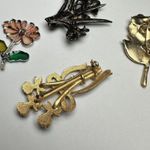 Flower Bouquet, Rose Stem, Flowers Brooch Pin Lot Of 4 Photo 9