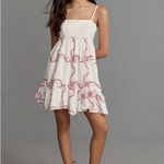 Anthropologie  White and Pink EMBROIDERED Baby doll mini dress Photo 5