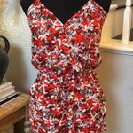 Banana Republic Shorts Romper Faux Wrap Red and Black Floral Photo 1