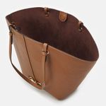 Michael Kors MICHAEL Luggage Brown Leather IZZY FAN TOTE SET Handbag Purse Tote Bag Photo 3