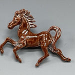 Vintage Enamel Horse Pin Brooch‎ Brown Running Horse Tiawan Retro Photo 0