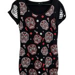 Banned Sugar Skull Print Dress Black Cut Photo 0