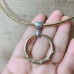 Brighton  Gold Silver Rhinestones Engraved Scroll Slide Pendant Choker Necklace Photo 2