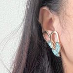 Vintage Signed NAPIER Blue Topaz Aquamarine Rhinestone Goldtone Clip On Earrings Photo 4