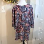 FIG AND FLOWER Paisley Print 3/4 Sleeve Lightweight Tunic w/Pocket Womens 2X Blue Photo 4