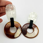 Amrita Singh Resin and Faux Leather Large Statement Earrings Photo 0